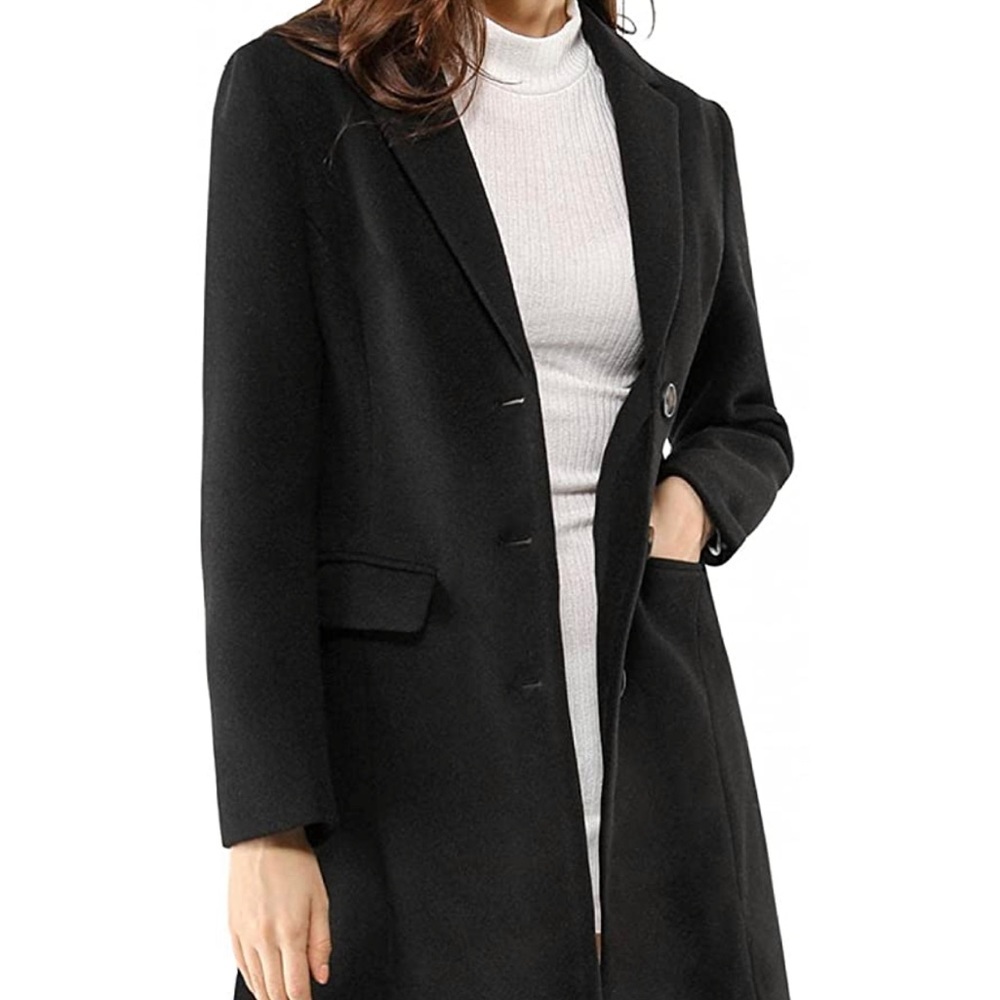 NWT Allegra K Women's Notched Lapel Single Breasted Outwear Winter Coat